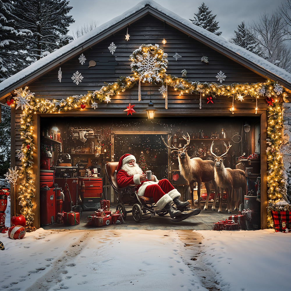 Lorva Christmas Garage Door Banner Decoration Santa’s Reindeer Garage