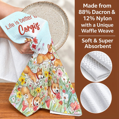 Lorva Corgi Kitchen Towel Life Is Better With Corgis