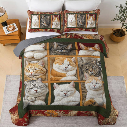 Lorva All Season Quilt 3-Piece Set Dreaming Cats