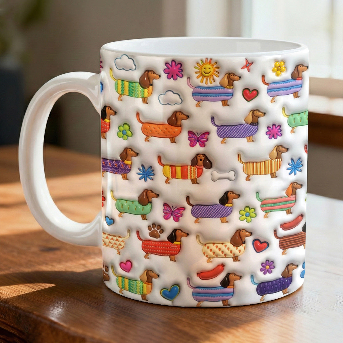 Lorva Dachshund Flat Print Mug Happy Day