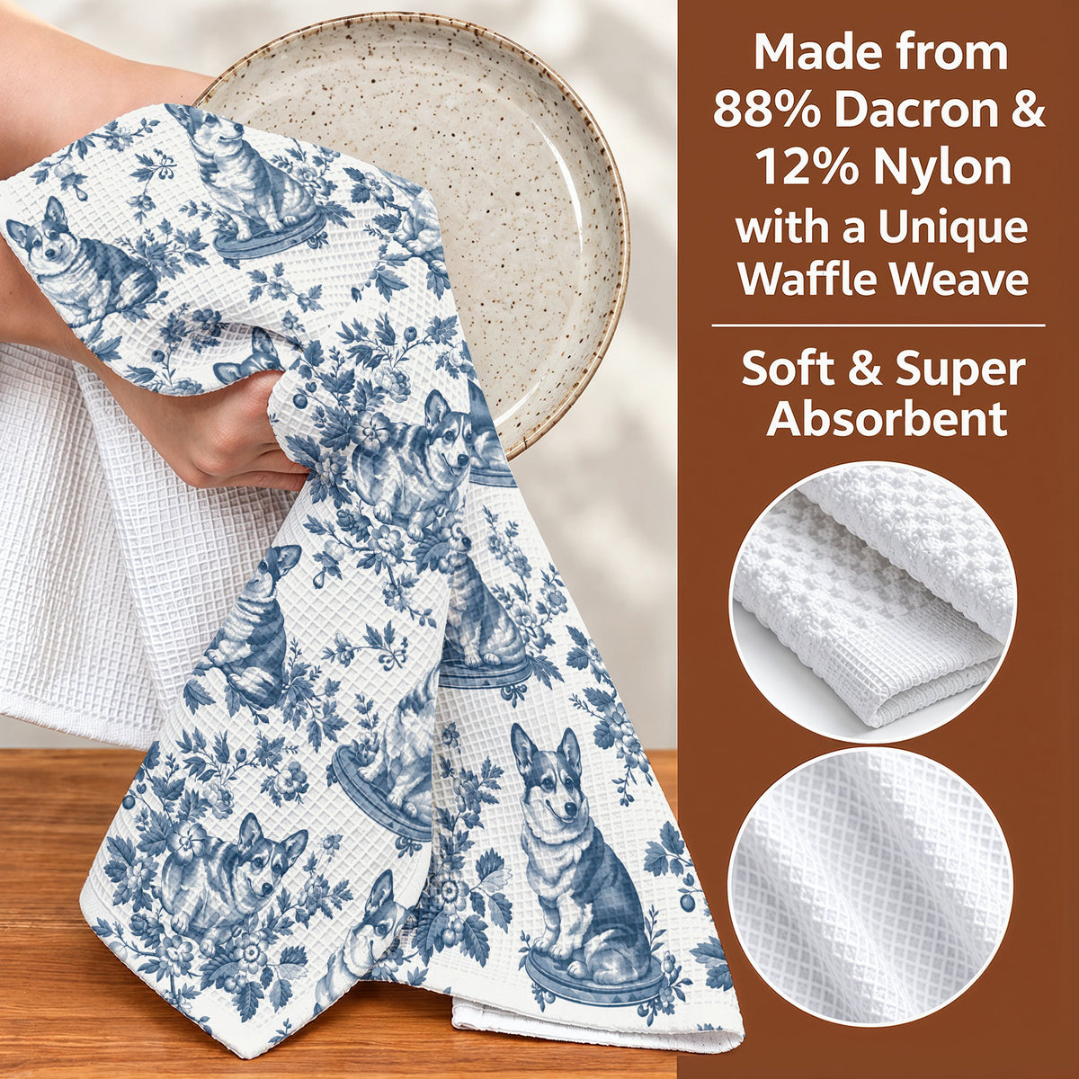Lorva Corgi Towel Charming Floral
