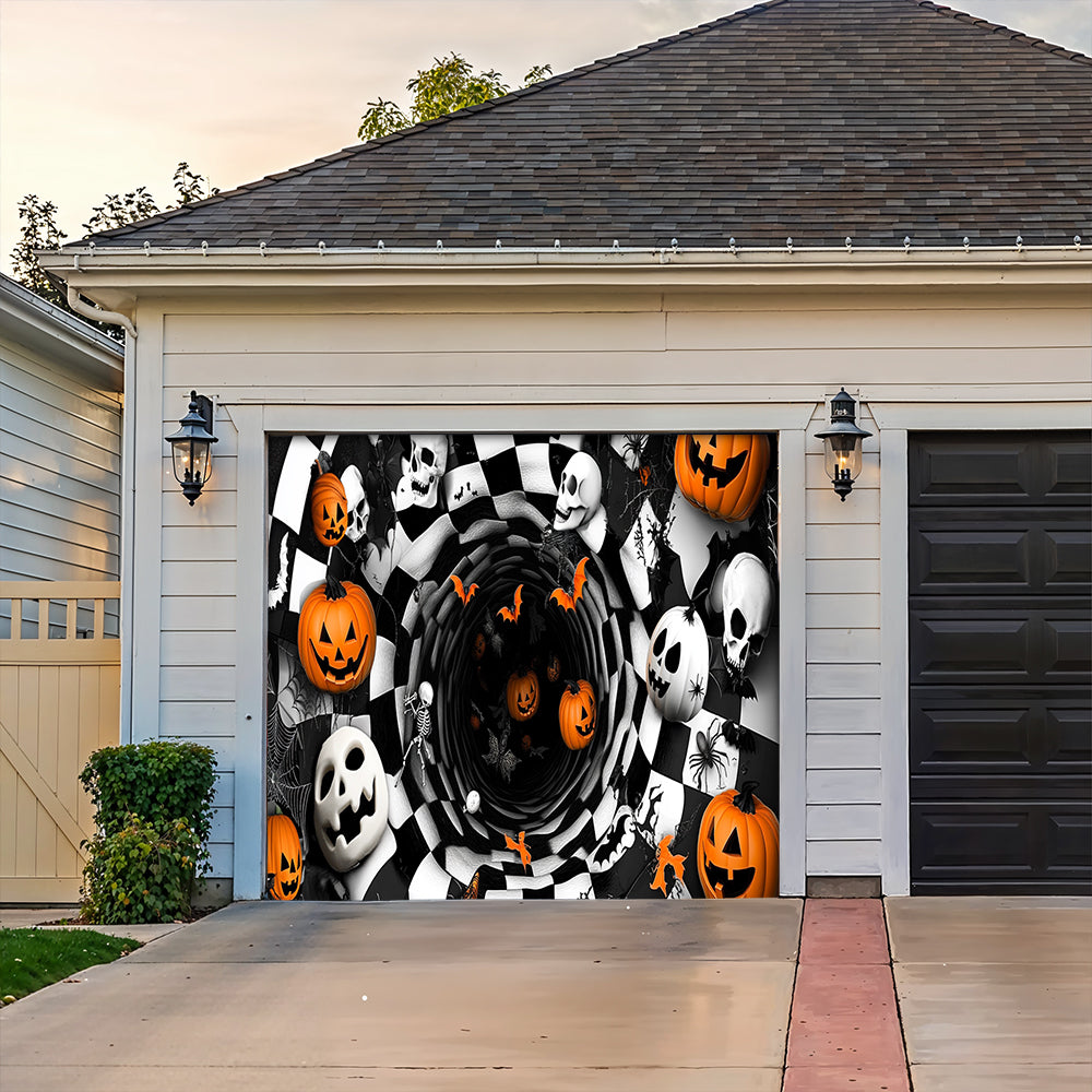 Lorva Halloween Garage Door Banner Decoration Spooky Pumpkin Vortex