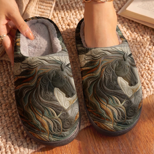 Lorva Horse Fleece Lined Slippers Horse Harmony