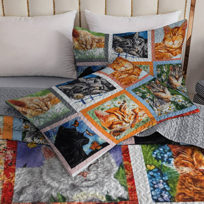 Lorva All Season Quilt 3-Piece Set Dreaming Kittens Garden