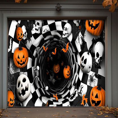 Lorva Halloween Garage Door Banner Decoration Spooky Pumpkin Vortex