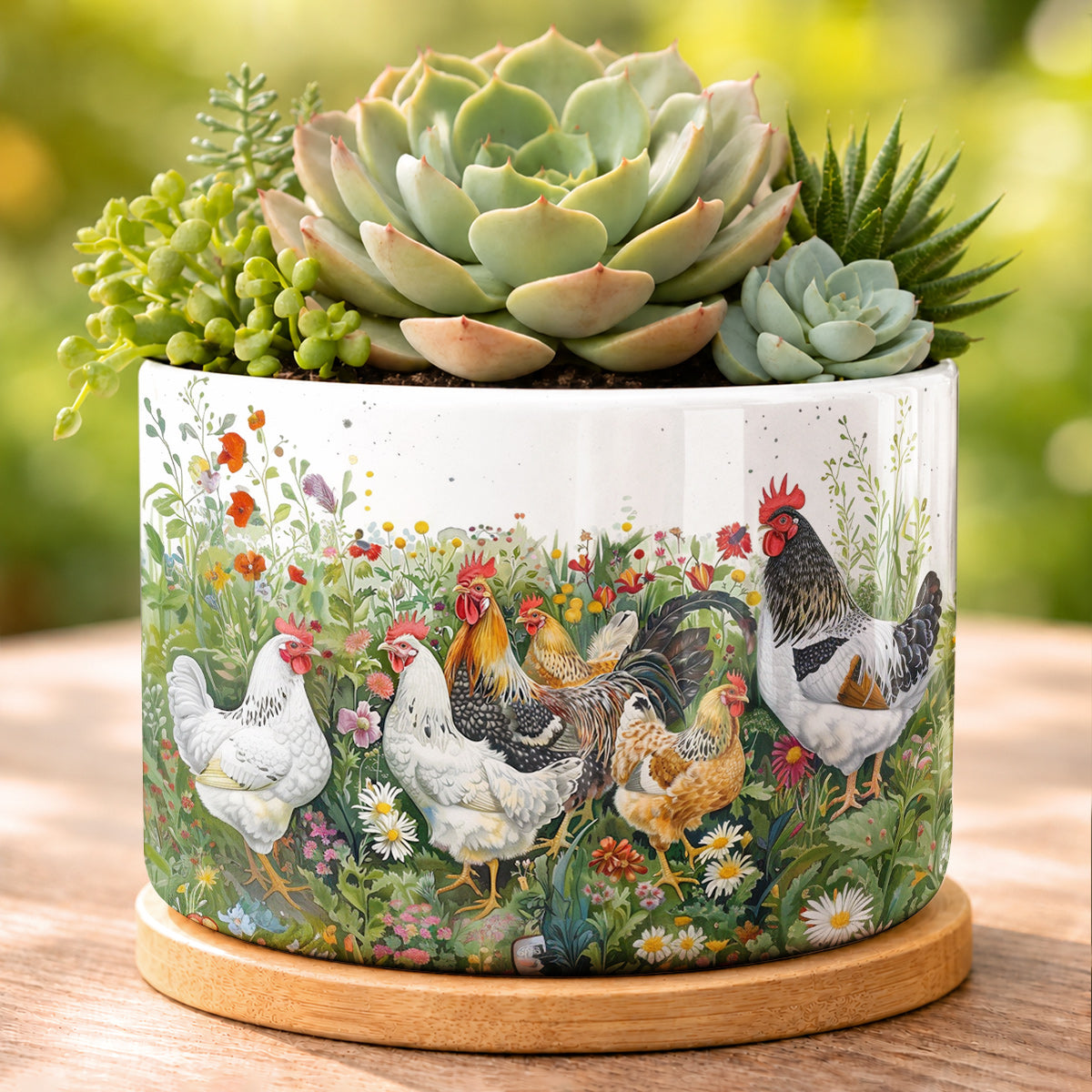 Lorva Chicken Ceramic Plant Pot Charming Flower Garden