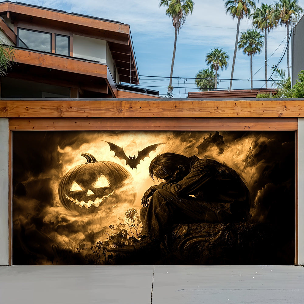 Lorva Halloween Garage Door Banner Decoration Pumpkin Nightmare Halloween