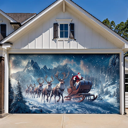 Lorva Christmas Garage Door Banner Decoration Santa’s Festive Forest Journey