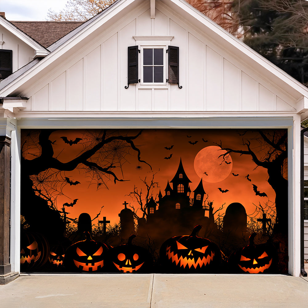 Lorva Halloween Garage Door Banner Decoration Pumpkin Night Spectacle
