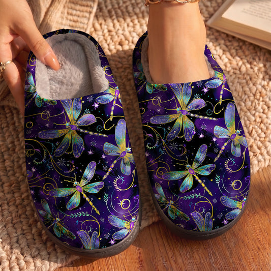 Lorva Dragonfly Fleece Lined Slippers Mysterious Night