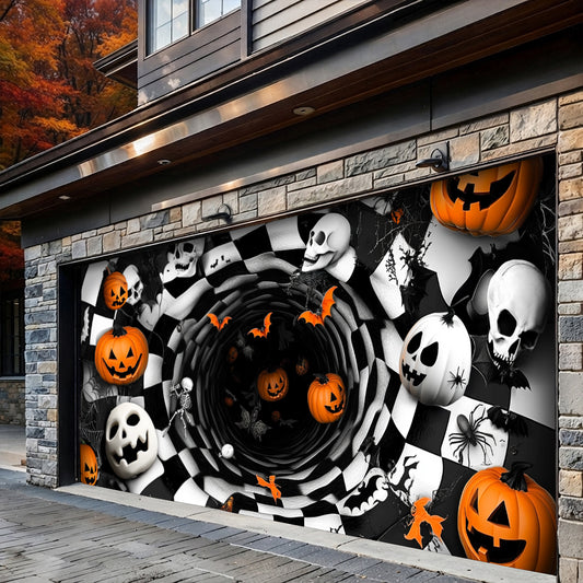 Lorva Halloween Garage Door Banner Decoration Spooky Pumpkin Vortex