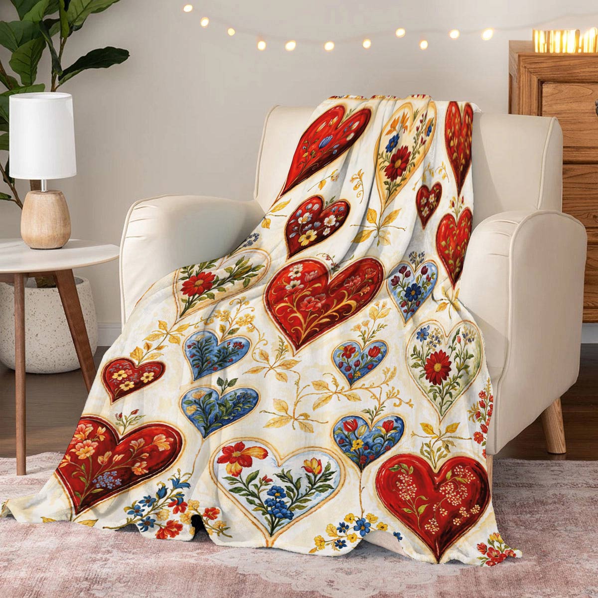 Lorva Fleece Blanket Gorgeous Floral Heart