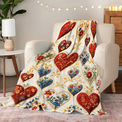 Lorva Fleece Blanket Gorgeous Floral Heart