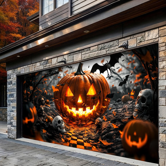 Lorva Halloween Garage Door Banner Decoration Grinning Jack Halloween