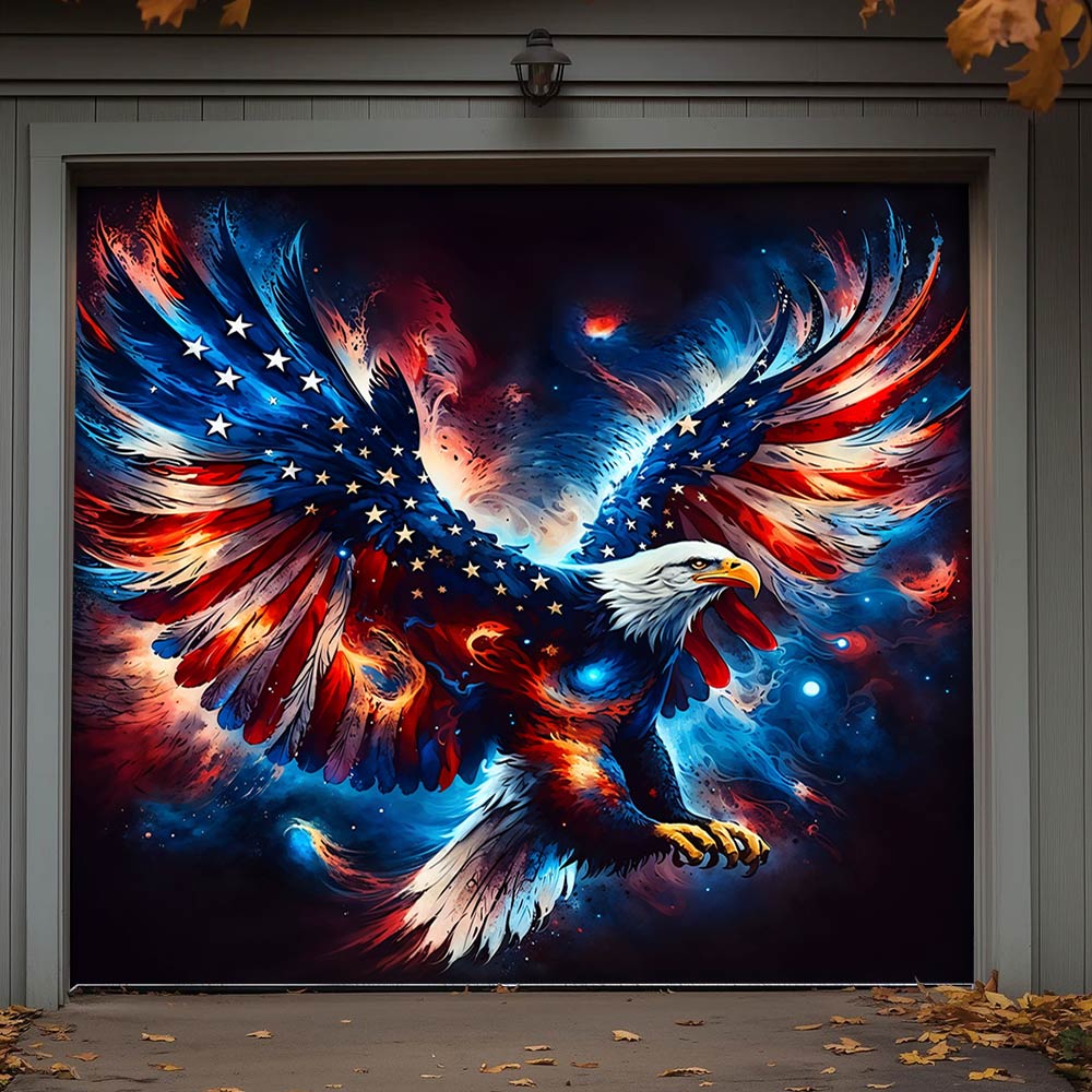 Lorva Patriotic Garage Door Banner Decoration Majestic Eagle