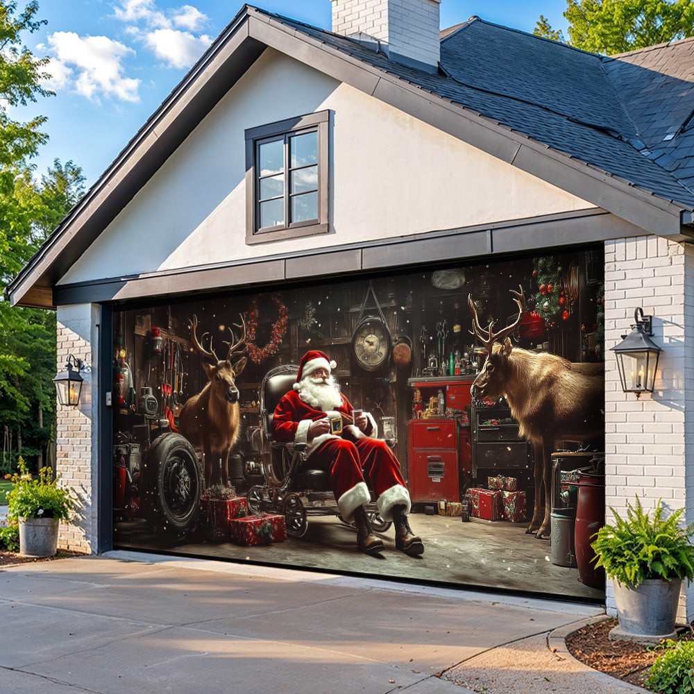 Lorva Christmas Garage Door Banner Decoration Merry Christmas Night