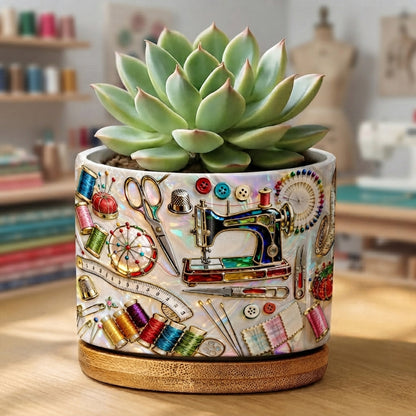 Lorva Sewing Ceramic Plant Pot Charming Sewing Life