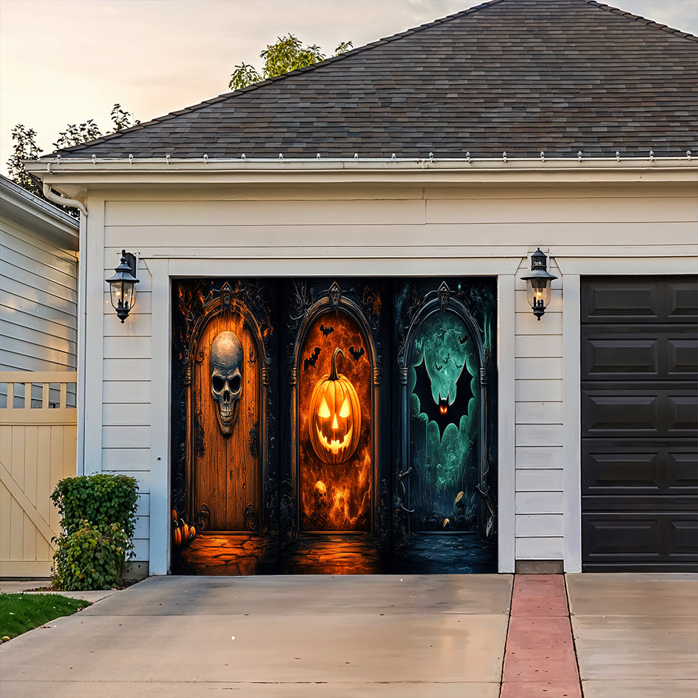 Lorva Halloween Garage Door Banner Decoration Gothic Halloween Fortress