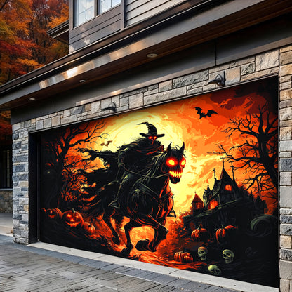 Lorva Halloween Garage Door Banner Decoration The Cursed Horseman Halloween