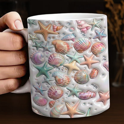 Lorva Puff Flat Printed Mug Coastal Shell