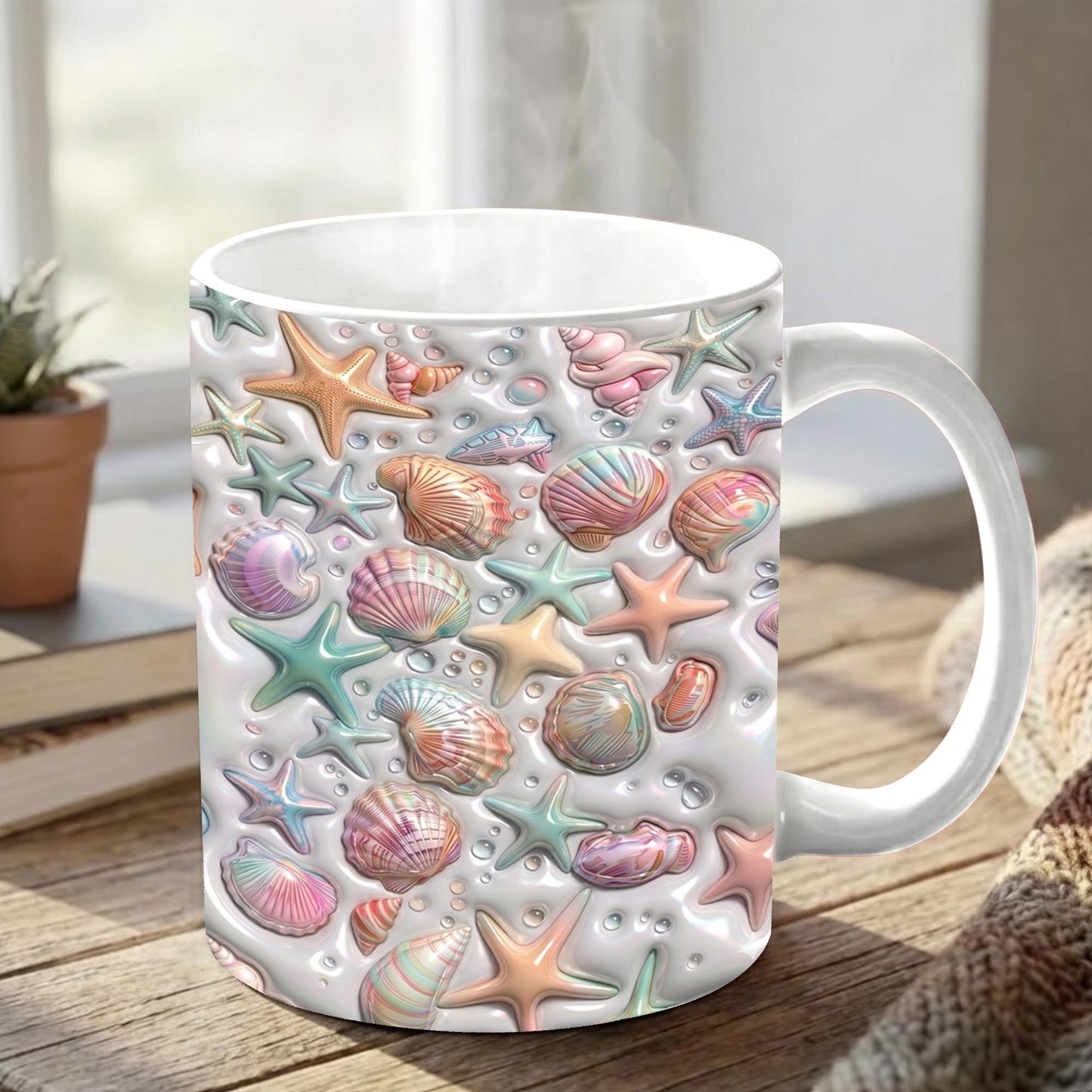 Lorva Puff Flat Printed Mug Coastal Shell