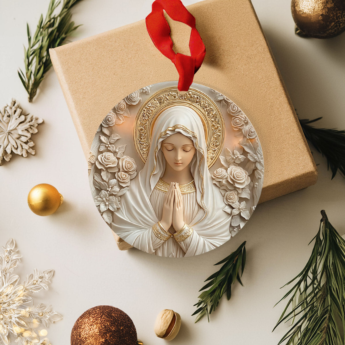 Lorva Acrylic Ornament Divine Sacred Rose Virgin Mary