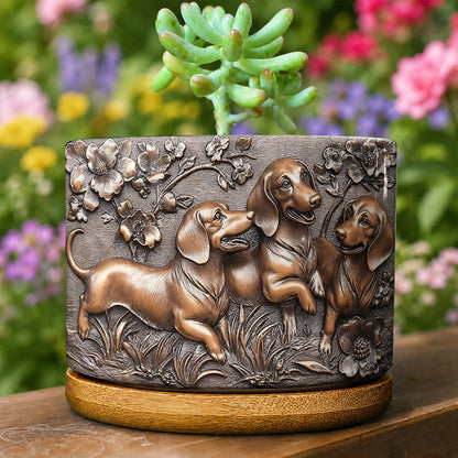 Lorva Dachshund Ceramic Plant Pot Classical Flower Garden