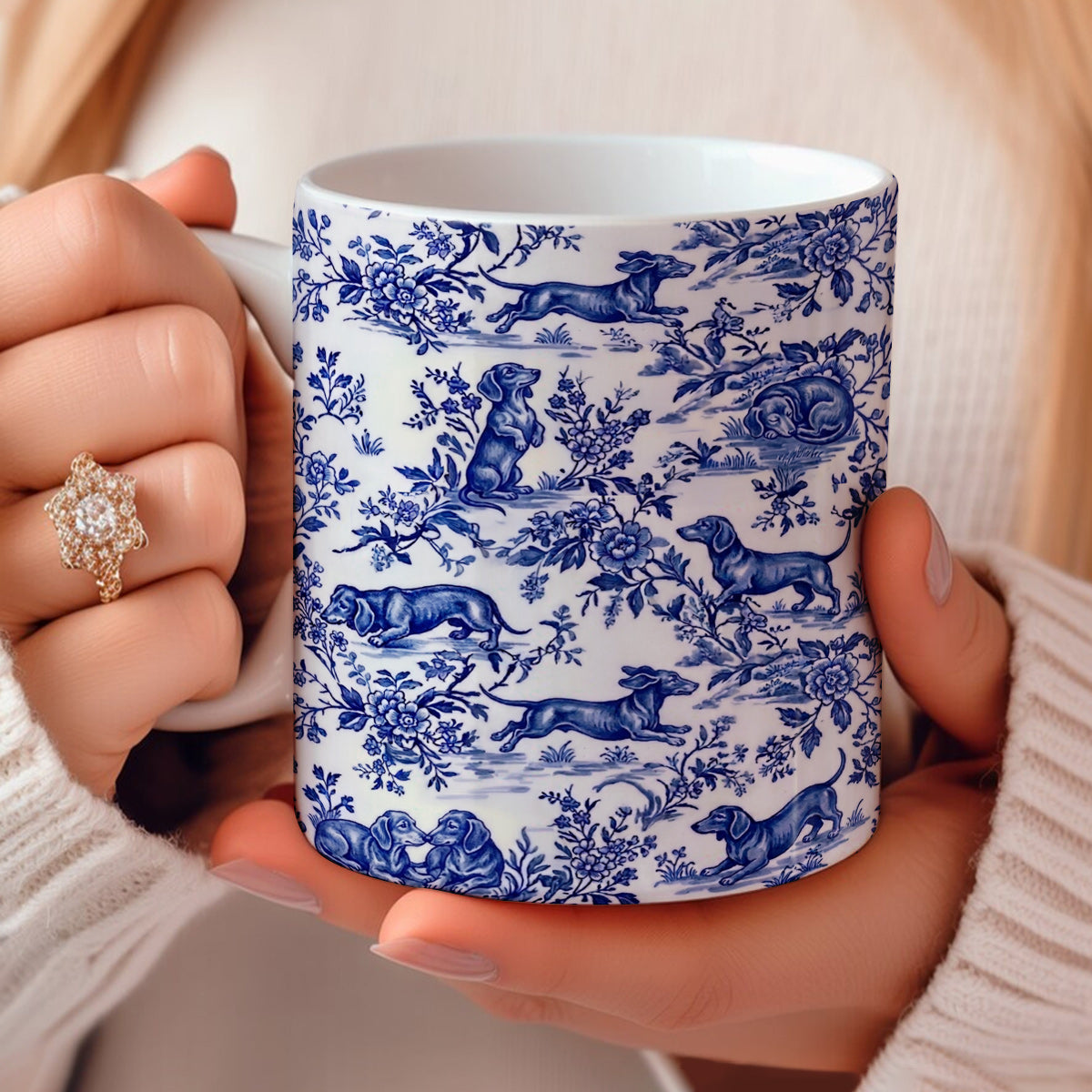 Lorva Mug Classical Floral Dachshunds