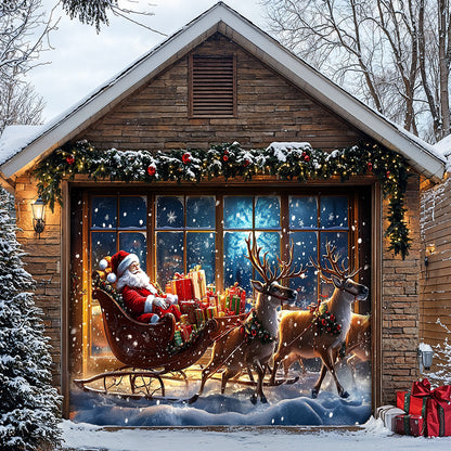Lorva Christmas Garage Door Banner Decoration Festive Christmas Reindeer & Snow