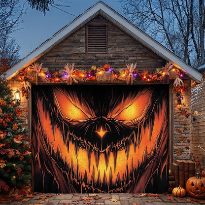 Lorva Halloween Garage Door Banner Decoration Dark Jack-O'-Lantern