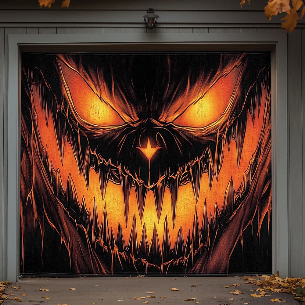 Lorva Halloween Garage Door Banner Decoration Dark Jack-O'-Lantern