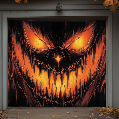 Lorva Halloween Garage Door Banner Decoration Dark Jack-O'-Lantern