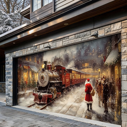 Lorva Christmas Garage Door Banner Decoration Merry Christmas Train Ride