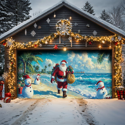 Lorva Christmas Garage Door Banner Decoration Relax Beach