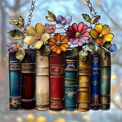 Lorva Reading Suncatcher Charming Floral Books