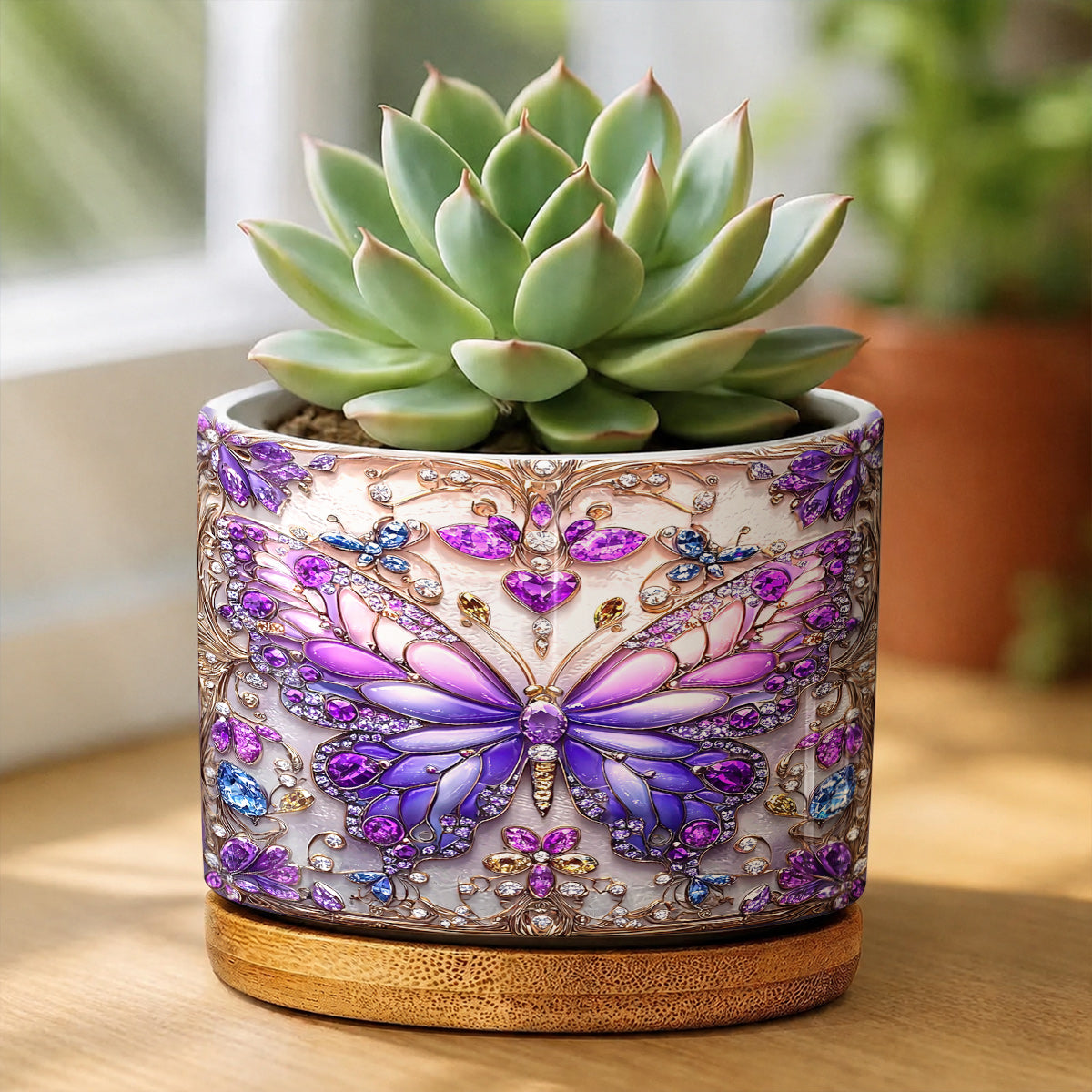 Lorva Ceramic Plant Pot Sparkling Butterfly