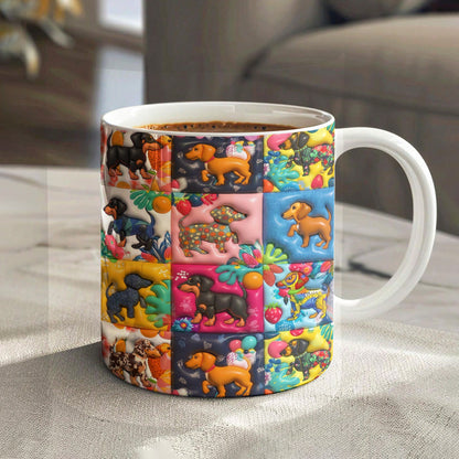 Lorva Flat Print Mug Amazing Tropical Dachshunds