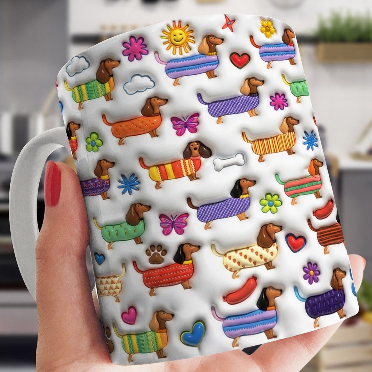 Lorva Dachshund Flat Print Mug Happy Day
