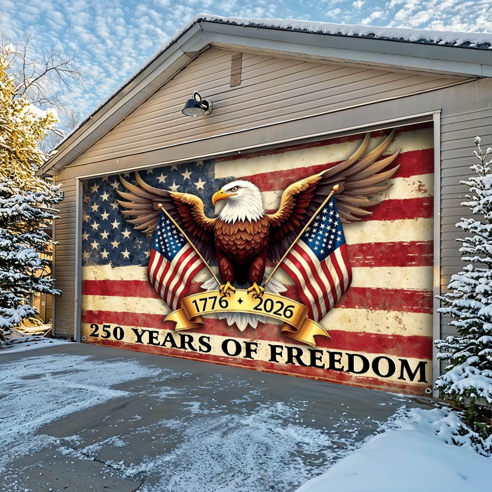 Lorva Garage Door Banner Decoration 250 Years Of Freedom