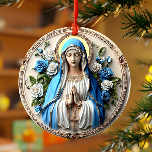 Lorva 2D Acrylic Ornament Charming Virgin Mary Roses