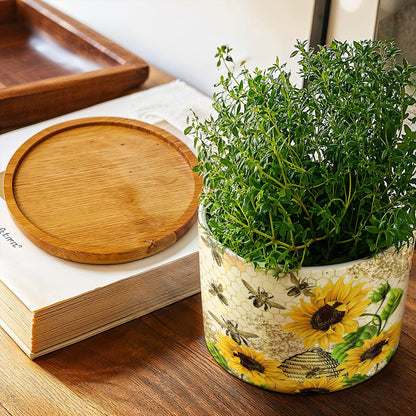 Lorva Bee Sunflower Ceramic Plant Pot Happy Field Flowers