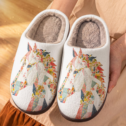 Lorva Horse Fleece Lined Slippers Charming Floral