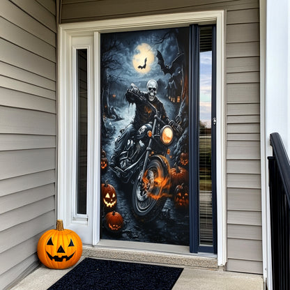 Lorva Halloween Door Cover Skeleton Biker Halloween