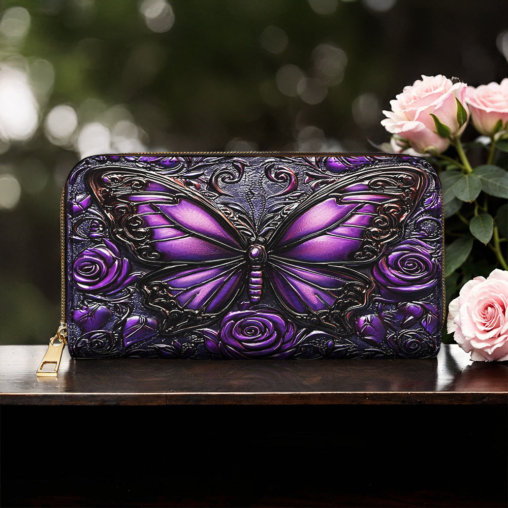 Lorva Butterfly Leather Wallet Mysterious Roses