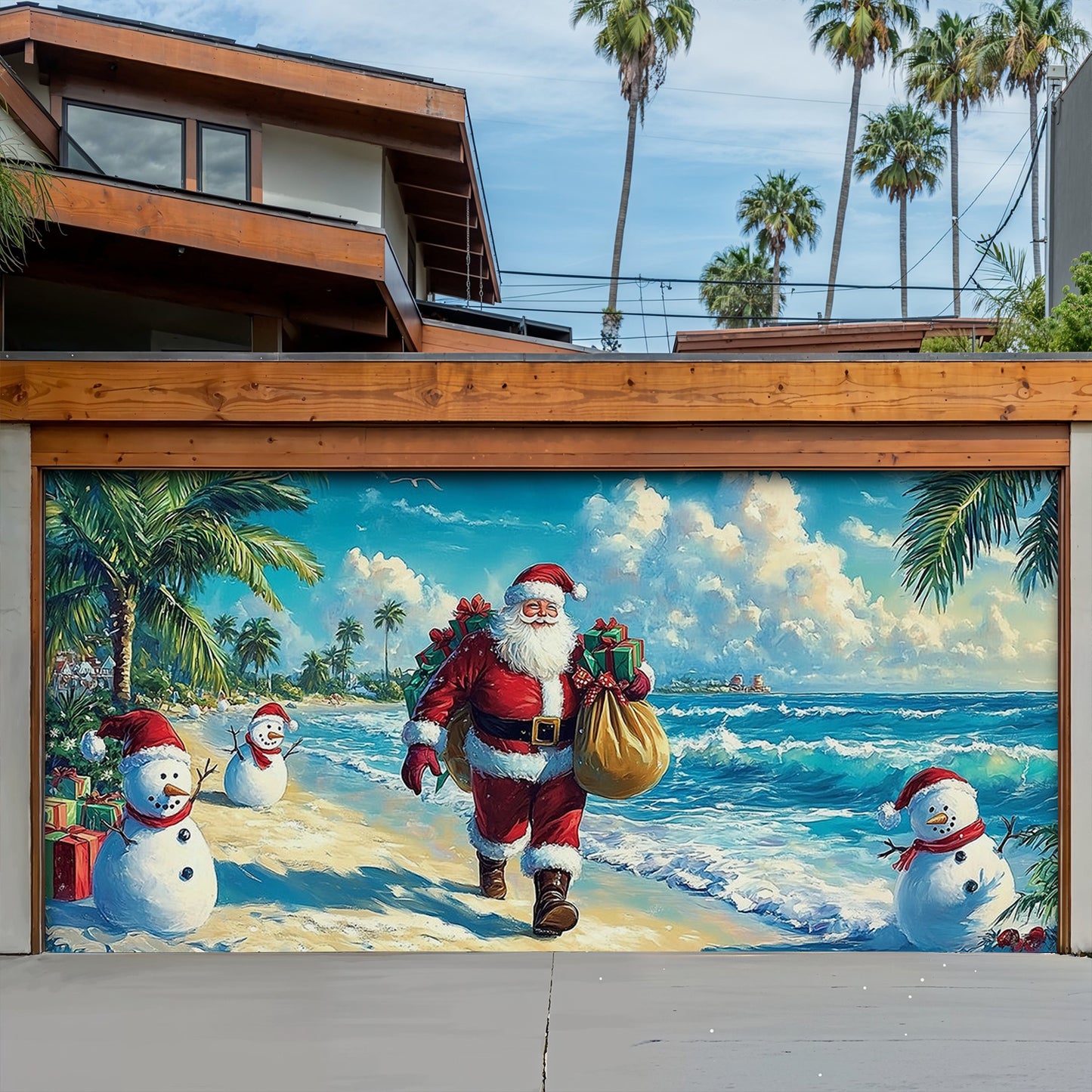 Lorva Christmas Garage Door Banner Decoration Relax Beach