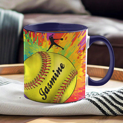 Lorva Personalized Mug Colorful Softball