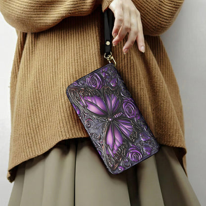 Lorva Butterfly Leather Wallet Mysterious Roses