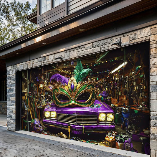Lorva Mardi Gras Garage Door Banner Decoration