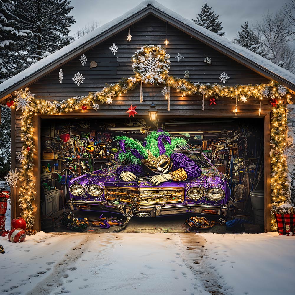 Lorva Garage Door Banner Decoration Mardi Gras Workshop