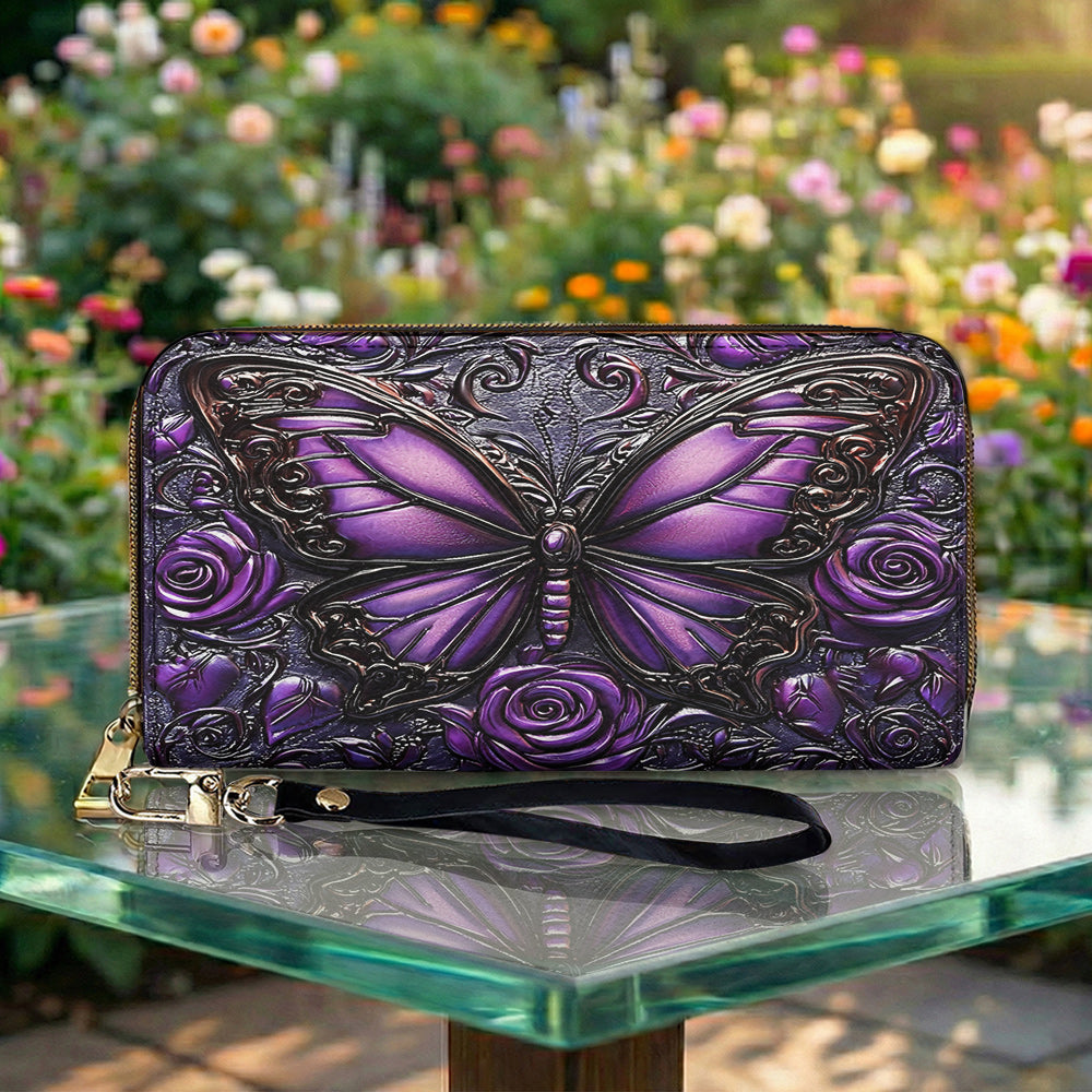 Lorva Butterfly Leather Wallet Mysterious Roses